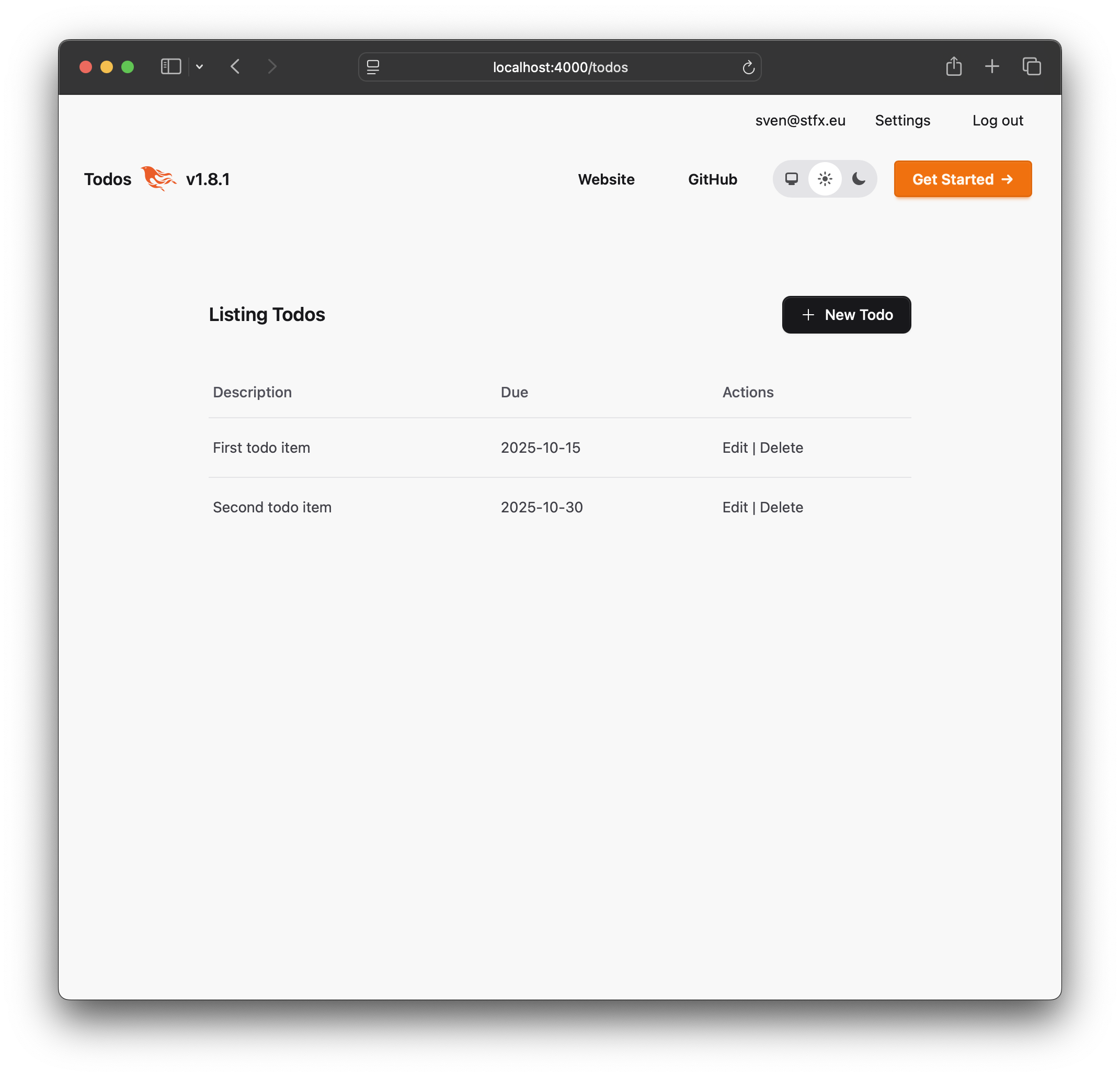 Fluxon UI First Listing Todos