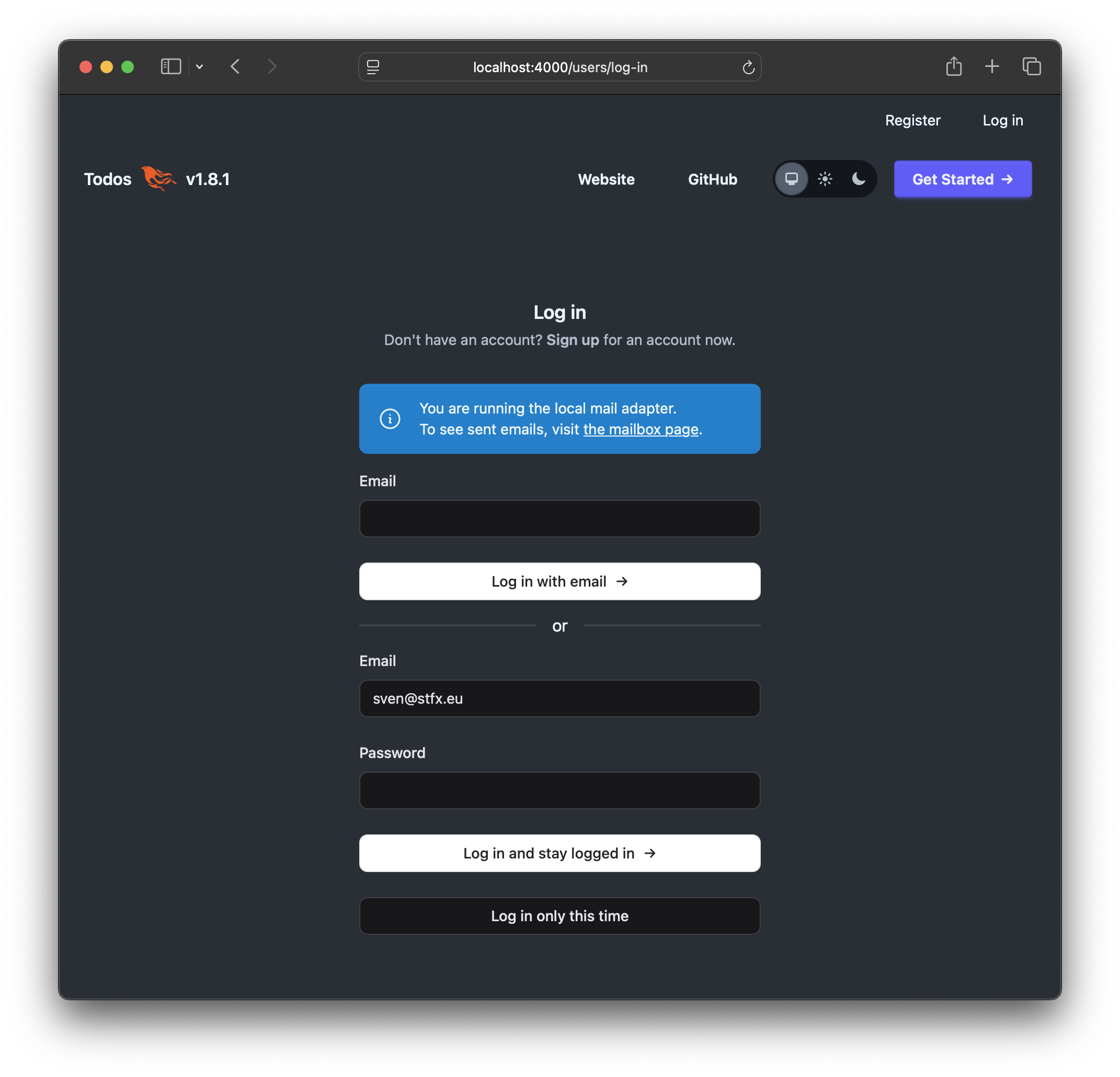 Fluxon UI First Login