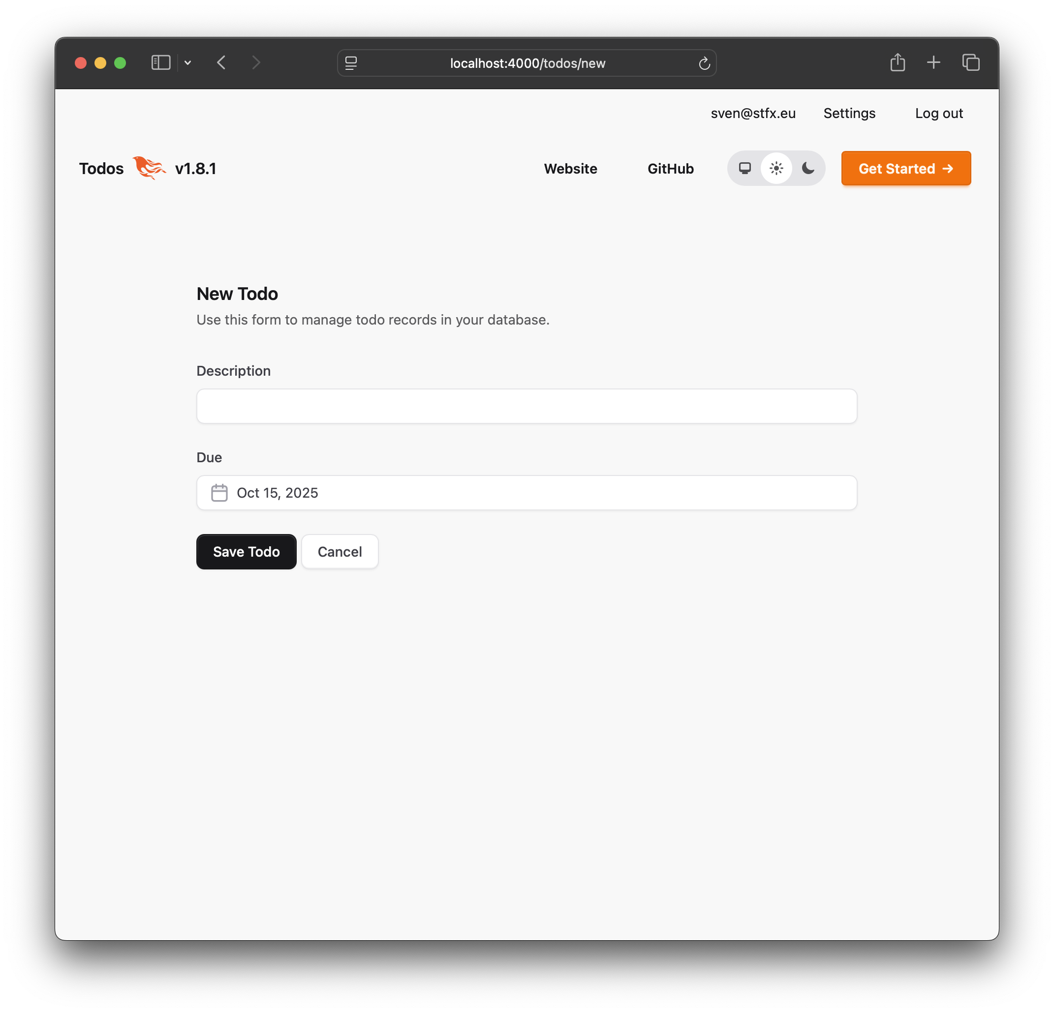Fluxon UI First New Todo