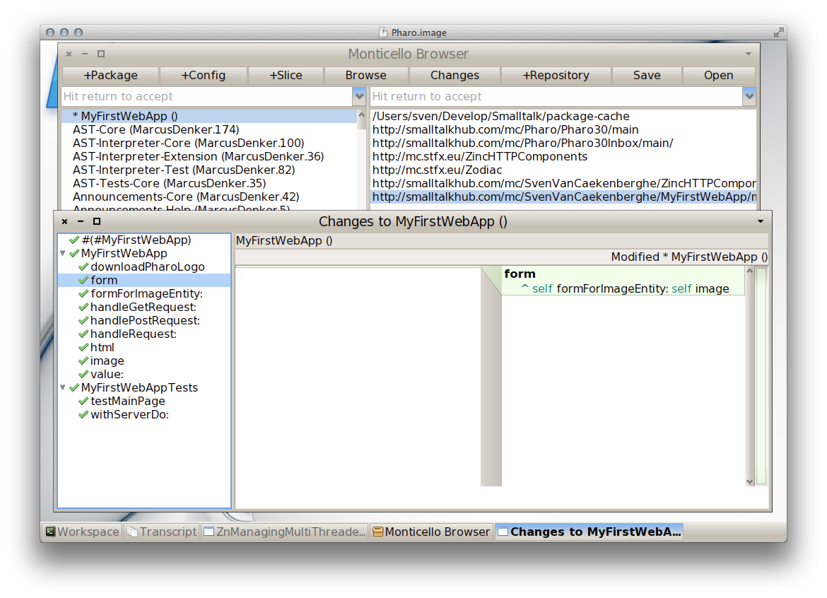 The Changes/Diff Browser for our package