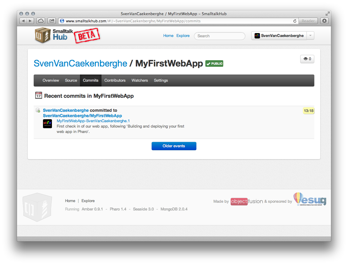 Looking at our commit on SmalltalkHub